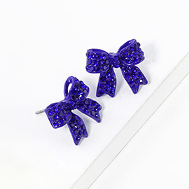 Crystal Rhinestone Pave Bow Stud Earrings