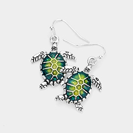 Enamel Turtle Dangle Earrings