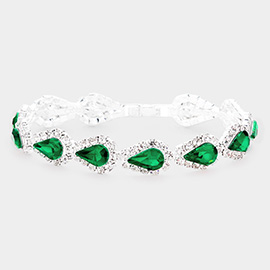 Teardrop Rhinestone Link Evening Bracelet