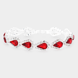 Teardrop Rhinestone Link Evening Bracelet