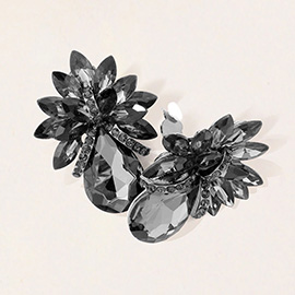 Teardrop Stone Accented Clip on Evening Earrings