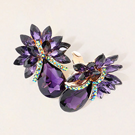 Teardrop Stone Accented Clip on Evening Earrings