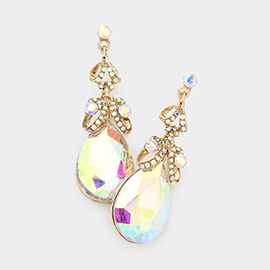 Crystal Teardrop Chandelier Dangle Evening Earrings
