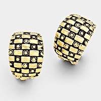 Embossed metal half hoop clip on earrings