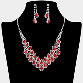 Crystal Rhinestone Teardrop Cluster Necklace