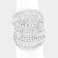 Wide Rhinestone Pave Stretch Ring
