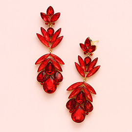 Glass Crystal Petal Drop Statement Evening Earrings