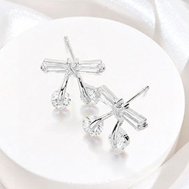 CZ Bow Stud Earrings