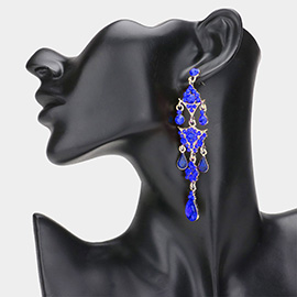 Crystal rhinestone triple teardrop chandelier evening earrings