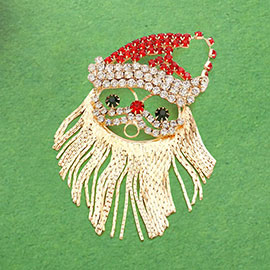 Crystal Santa Claus Fringe Beard Pin Brooch