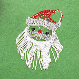 Crystal Santa Claus Fringe Beard Pin Brooch
