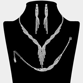 3-PCS Rhinestone fringe necklace jewelry set