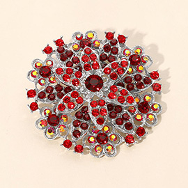 Vintage Floral Crystal Pin Brooch