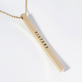 SISTERS Brass Metal Bar Pendant Necklace