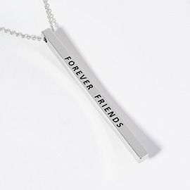 FOREVER FRIENDS Brass Metal Bar Pendant Necklace