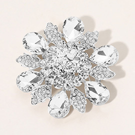 Floral Glass Stone Pin Brooch