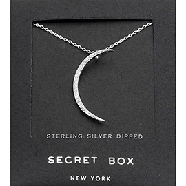 SECRET BOX_Sterling Silver Dipped CZ Moon Pendant Necklace