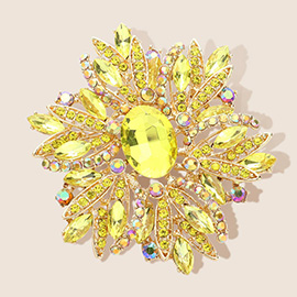 Glass Crystal Flower Brooch / Pendant