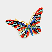Crystal Rhinestone Pave Butterfly Pin Brooch