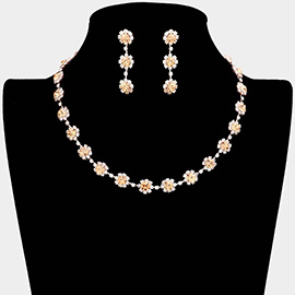 Floral Crystal Rhinestone Collar Necklace
