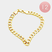 12PCS - Gold Plated Cuban Chain Metal Bracelets