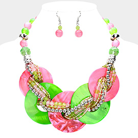 Chunky Resin Round Link Statement Necklace