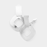 Cut Out Square Metal Clip on Earrings