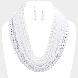 Multi Strand Faceted Round Lucite Beaded Bib Necklace