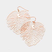 Metal Tropical Leaf Dangle Earrings
