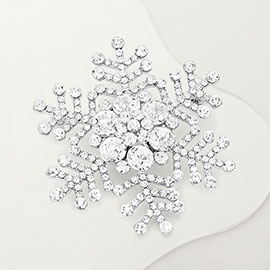 Crystal Pave Snowflake Pin Brooch Pendant