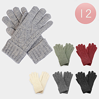 12 Pairs Soft Knit Fur Lining Gloves