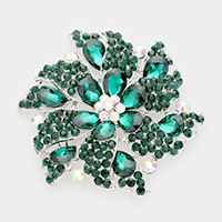 Floral Pinwheel Glass Crystal Pin Brooch