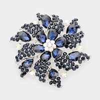 Floral Pinwheel Glass Crystal Pin Brooch