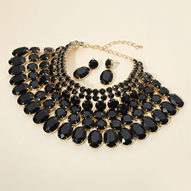 Crystal Glass Bib Statement Necklace