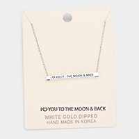 'I Love You To the...' Horizontal Metal Bar Pendant Necklace