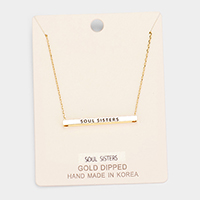 'Soul Sisters' Horizontal Metal Bar Pendant Necklace