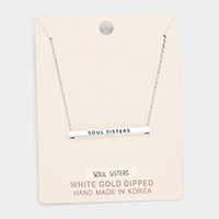 'Soul Sisters' Horizontal Metal Bar Pendant Necklace