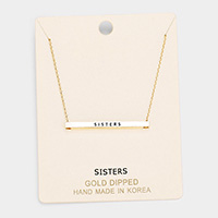 'Sisters' Horizontal Metal Bar Pendant Necklace