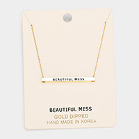 'Beautiful Mess' Horizontal Metal Bar Pendant Necklace