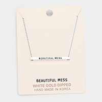 'Beautiful Mess' Horizontal Metal Bar Pendant Necklace