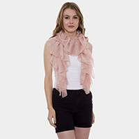 Shining Metallic Ruffle Solid Color Scarf