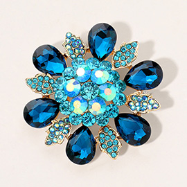 Floral Glass Stone Pin Brooch