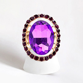 Rhinestone Trimmed Oval Cut Stretch Ring