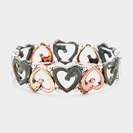 Heart Detailed Metal Stretch Bracelet