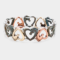 Heart Detailed Metal Stretch Bracelet