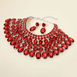 Crystal Glass Bib Statement Necklace