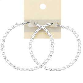 14K White Gold Filled Braided Textured Brass Hoop Earrings