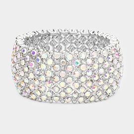 Round Rhinestone Crystal Evening Stretch Bracelet