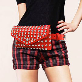 Studded Faux Leather Fanny Pack / Belt / Clutch Bag