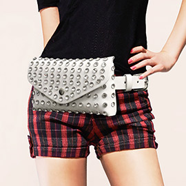 Studded Faux Leather Fanny Pack / Belt / Clutch Bag